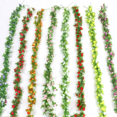 225cm Γιρλάντα Τεχνητό Φυτό με 40τμχ Τριαντάφυλλα (Μικρά) Κόκκινο