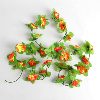 225cm Γιρλάντα Τεχνητό Φυτό με 40τμχ Τριαντάφυλλα (Μικρά) Πορτοκαλί