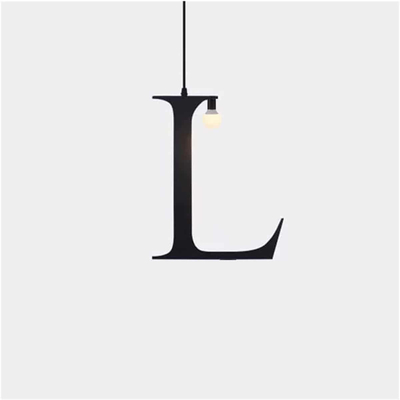 100151-L ALPHABET Μοντέρνο Κρεμαστό Φωτιστικό Οροφής Μονόφωτο 1xE27 Μαύρο Μεταλλικό Φιγούρα L Φ38 x Υ38cm