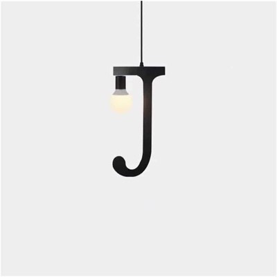 100151-J ALPHABET Μοντέρνο Κρεμαστό Φωτιστικό Οροφής Μονόφωτο 1xE27 Μαύρο Μεταλλικό Φιγούρα J Φ17 x Υ43cm
