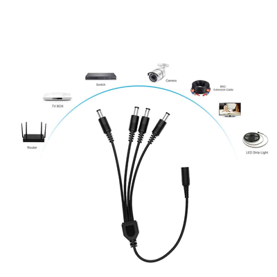 DC Καλώδιο Διακλάδωσης 1 Θηλυκό σε 4 Αρσενικά για Τροφοδοσία Κάμερας, LED Ταινίας, Routers – 12V/24V, 45cm