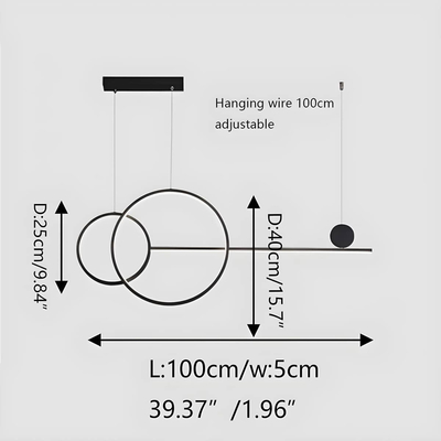 GB6288 LED Κρεμαστό Φωτιστικό 54W Μαύρο Dimmable με Ρυθμιζόμενο CCT & Χειριστήριο