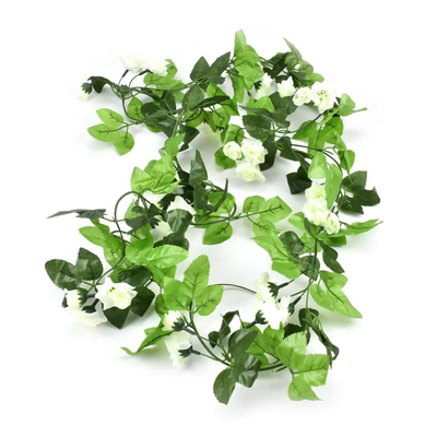 225cm Γιρλάντα Τεχνητό Φυτό με 40τμχ Τριαντάφυλλα (Μικρά) Λευκό