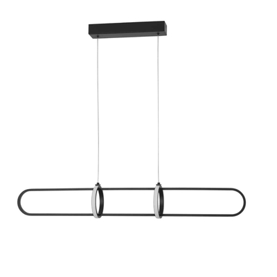 LG-6665 Ring Μεταλλικό Κρεμαστό Φωτιστικό 70Watt L120*W22*H100CM Μαύρο Dimmable CCT με χειριστήριο