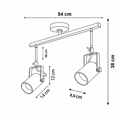 Nocturno Μεταλλικό Φωτιστικό Οροφής 2xE27
