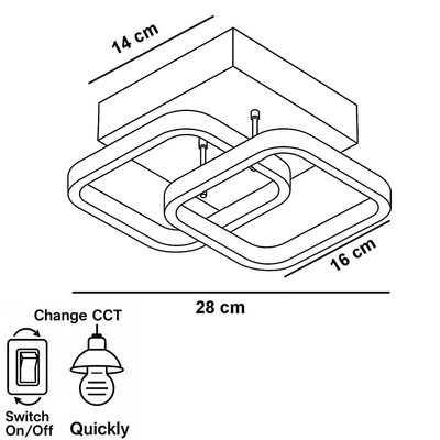 Oliya-B Μεταλλικό Φωτιστικό Οροφής 24Watt CCT μέσω διακόπτη