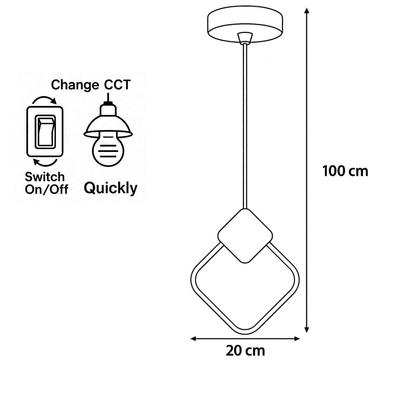 LG-6438 Μεταλλικό Κρεμαστό Φωτιστικό 12Watt CCT - Εναλλαγή Φωτισμού μέσω Διακόπτη On/Off All In One