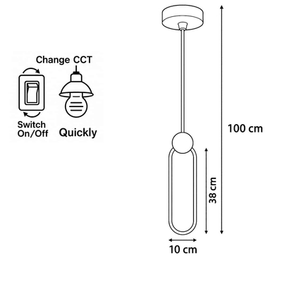 LG-6438-Oval Μεταλλικό Κρεμαστό Φωτιστικό 12Watt CCT - Εναλλαγή Φωτισμού μέσω Διακόπτη On/Off All In One