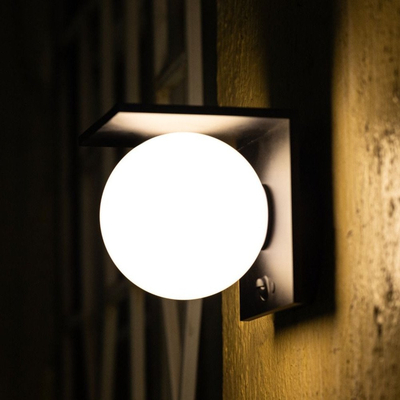 Solar LED Sfera Απλίκα Εξωτερικού Χώρου 1000LM με PIR Αισθητήρα και 4 Λειτουργίες Φωτισμού – IP54