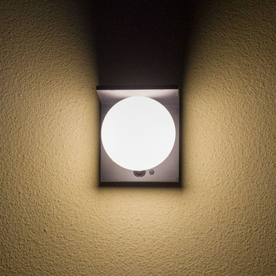Solar LED Sfera Απλίκα Εξωτερικού Χώρου 1000LM με PIR Αισθητήρα και 4 Λειτουργίες Φωτισμού – IP54