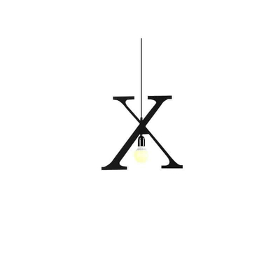 100151-X ALPHABET Μοντέρνο Κρεμαστό Φωτιστικό Οροφής Μονόφωτο 1xE27 Μαύρο Μεταλλικό Φιγούρα X Φ38 x Υ38cm