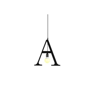 100151-A ALPHABET Μοντέρνο Κρεμαστό Φωτιστικό Οροφής Μονόφωτο 1xE27 Μαύρο Μεταλλικό Φιγούρα A Φ38 x Υ38cm
