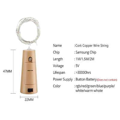 Bottle Cork Διακοσμητικός φελλός μπουκαλιού με 20 λαμπάκια LED 2m Θερμό Λευκό