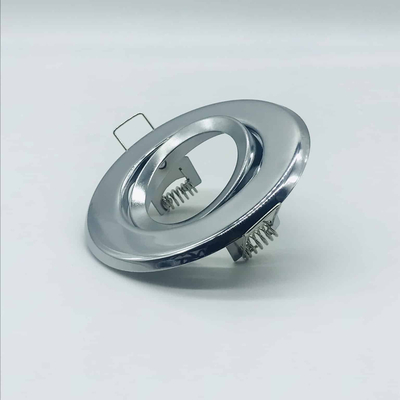 100040 Χωνευτή Κινούμενη Βάση Σποτ Οροφής για Λάμπα MR16/GU10 - Μεταλλική - Φ87 x Υ25mm Διάμετρος Κοπης Φ60mm - Χρώμιο