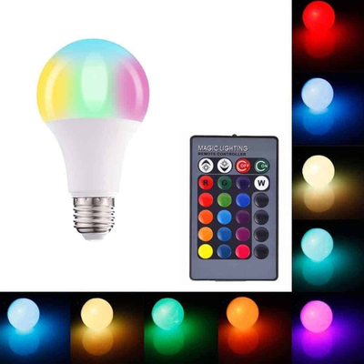 Λάμπα LED E27 10W RGB + Λευκό με Τηλεχειριστήριο – Ιδανική για Αλλαγή Χρώματος & Ατμόσφαιρας στον Χώρο σας