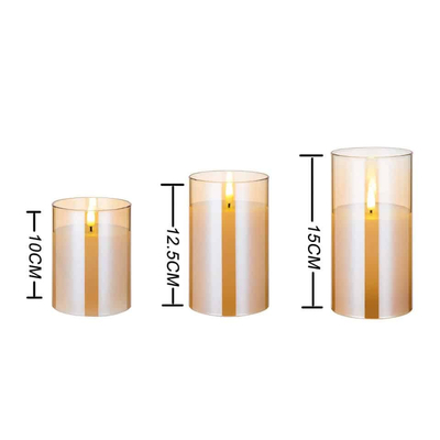 101155 Paraffin Wax Γυάλινο Σετ 3 κεράκια LED θερμό χρώμα Χρυσό με χειριστήριο