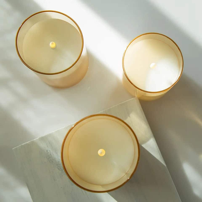 101155 Paraffin Wax Γυάλινο Σετ 3 κεράκια LED θερμό χρώμα Χρυσό με χειριστήριο