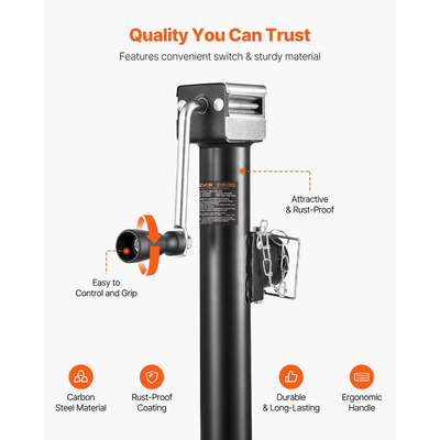 VEVOR Trailer Jack Weld-on Pipe Mount Swivel Trailer Jack 5000 lbs 15" Travel | VEVOR US