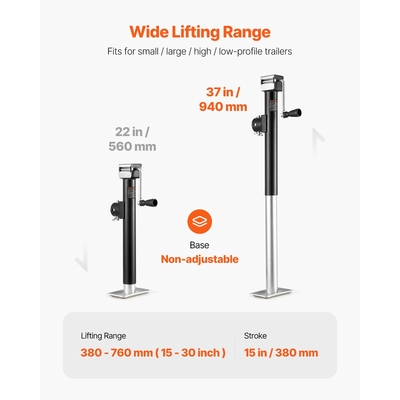 VEVOR Trailer Jack Weld-on Pipe Mount Swivel Trailer Jack 5000 lbs 15" Travel | VEVOR US