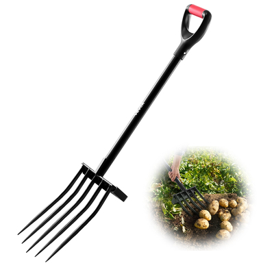 5 Tines Garden Fork Tool Metal Handle 41 in Spading Pitchfork Y Grip Heavy Duty | VEVOR US