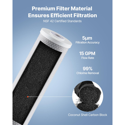 Whole House Water Filter Replacement Cartridge 4.5"x20" CTO Carbon 2 Pack | VEVOR US