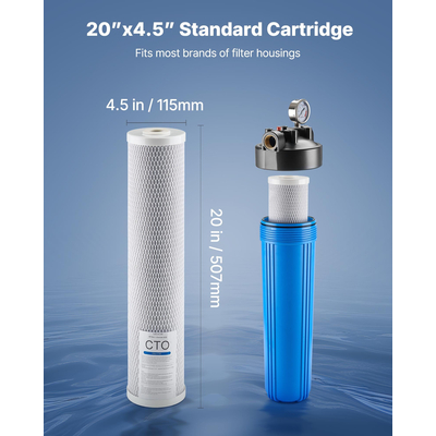 Whole House Water Filter Replacement Cartridge 4.5"x20" CTO Carbon 2 Pack | VEVOR US