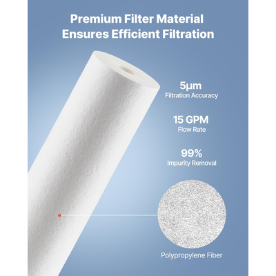 Whole House Water Filter Replacement Cartridge 4.5" x 20" Sediment Filter | VEVOR US