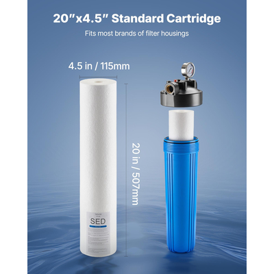 Whole House Water Filter Replacement Cartridge 4.5" x 20" Sediment Filter | VEVOR US