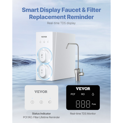 Reverse Osmosis System 800 GPD 8-stage Tankless Under Sink Water Filter System | VEVOR US