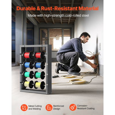 Βάση καρουλιών VEVOR με 4 ρυθμιζόμενες ράβδους, βάση καρουλιού, επιτοίχια τοποθέτηση, χωρητικότητα 150 λίβρες