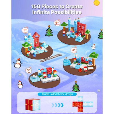Μαγνητικά Μπλοκ VEVOR 150 τεμ. Σετ Παγετώνα Κάστρο STEM Montessori Sensory Toys
