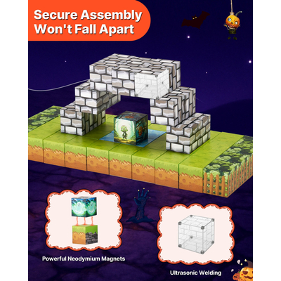 Μαγνητικά Μπλοκ VEVOR Σετ 100 τεμαχίων με Ζόμπι Νεκροταφείου STEM Montessori Sensory Toys