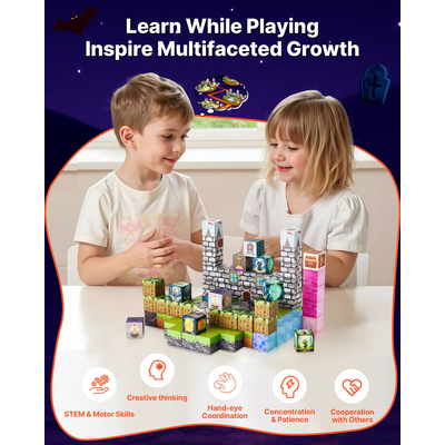 Μαγνητικά Μπλοκ VEVOR Σετ 100 τεμαχίων με Ζόμπι Νεκροταφείου STEM Montessori Sensory Toys