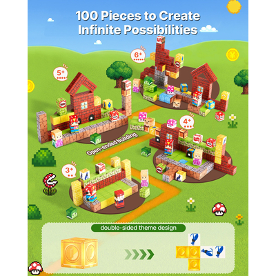 Μαγνητικά Μπλοκ VEVOR Σετ 100 τεμαχίων μαγνητικών μπλοκ STEM Montessori Sensory Toys