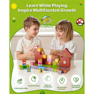 Μαγνητικά Μπλοκ VEVOR Σετ 100 τεμαχίων μαγνητικών μπλοκ STEM Montessori Sensory Toys