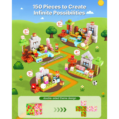 Μαγνητικά Μπλοκ VEVOR 150 τεμ. Σετ Forest Castle STEM Montessori Sensory Toys