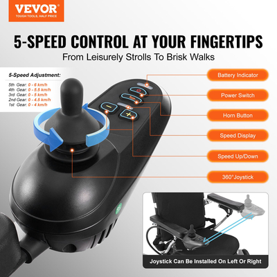 VEVOR Electric Wheelchair for Adults Seniors, 300 lbs Weight Capacity, 20 in Width Lightweight Foldable Motorized Power Wheelchairs, Long Range All Terrain Aluminum Alloy Chair, Adjustable Backrest  | VEVOR US