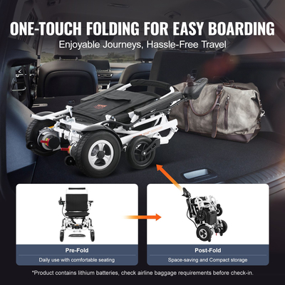 VEVOR Electric Wheelchair for Adults Seniors, 300 lbs Weight Capacity, 20 in Width Lightweight Foldable Motorized Power Wheelchairs, Long Range All Terrain Aluminum Alloy Chair  | VEVOR US