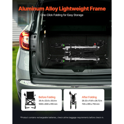 Electric Wheelchair 220lbs Capacity Foldable Lightweight 12 Mile | VEVOR US