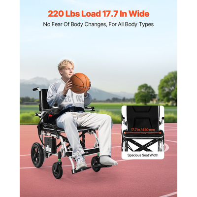 Electric Wheelchair 220lbs Capacity Foldable Lightweight 12 Mile | VEVOR US