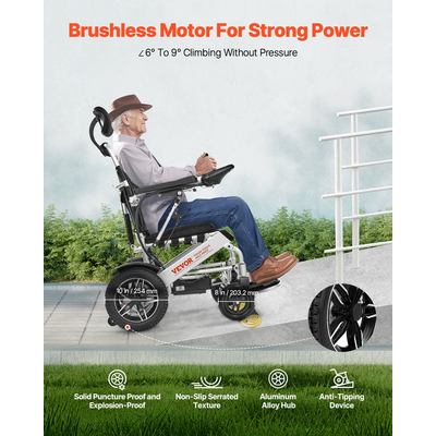 Electric Wheelchair 300lbs Adjustable Backrest Foldable 13 Mile | VEVOR US