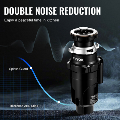 Garbage Disposal 1/2 HP Continuous Food Waste Disposer 3450RPM EZ Connect Corded | VEVOR US
