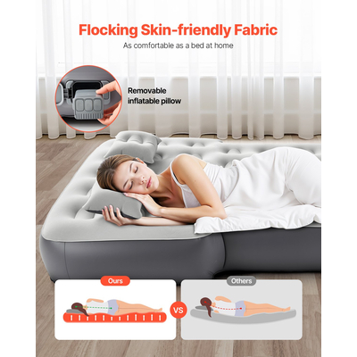 Car Air Mattress Inflatable Car Camping Travel Bed Sleeping Pad Built in Pump | VEVOR US