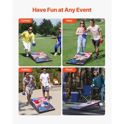 3x2ft Cornhole Set Portable Corn Hole Toss Game Board Wood 8 Bean Bag Carry Case | VEVOR US