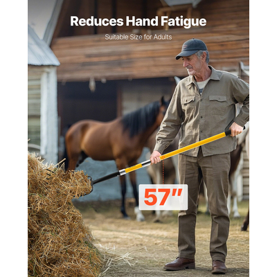 VEVOR 5 Tines Garden Fork Fiberglass Handle 57 in Spading Pitchfork Heavy Duty | VEVOR CA