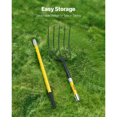 VEVOR 5 Tines Garden Fork Fiberglass Handle 57 in Spading Pitchfork Heavy Duty | VEVOR CA