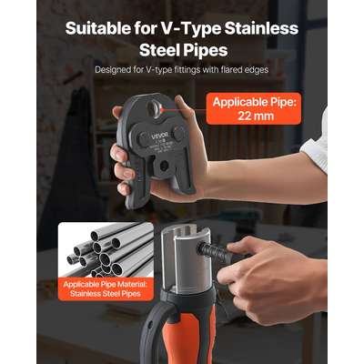 VEVOR V22 Σιαγόνα Πίεσης 22mm Σιαγόνα Πίεσης Κατάλληλη για Σωλήνες από Ανοξείδωτο Χάλυβα Τύπου V