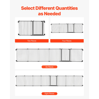 Baby Gate 192 Inch Extra Wide 28 Inch High 8-Panel Foldable Dog Gate Black | VEVOR US