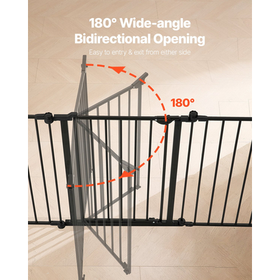 Baby Gate 192 Inch Extra Wide 28 Inch High 8-Panel Foldable Dog Gate Black | VEVOR US