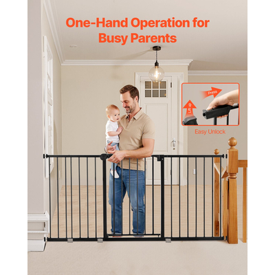 Πόρτα VEVOR για μωρά 60,6-63,3 ίντσες με ρυθμιζόμενο πλάτος 30 ίντσες ύψος, μαύρη πόρτα για σκύλους
